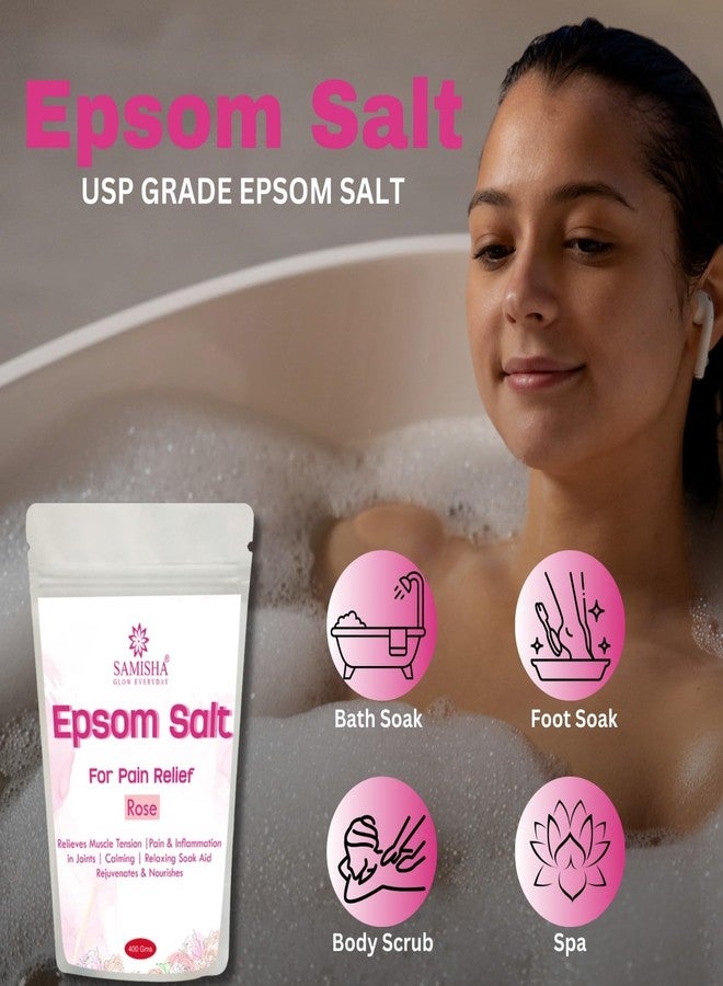 Samisha ملح إبسوم ساميشا - ملح الاستحمام | ملح إبسوم لتخفيف الألم | ملح إبسوم لغسل القدمين | كبريتات المغنيسيوم | استرخاء العضلات | ملح إبسوم للاستحمام والدش | ملح إبسوم المغنيسيوم (عبوة 1، وردة) - Image 3