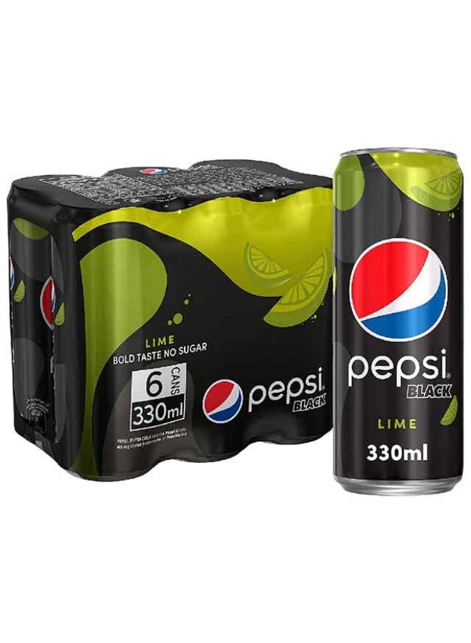Carbonated Soft Drink Lime & Black - 330ml x 6