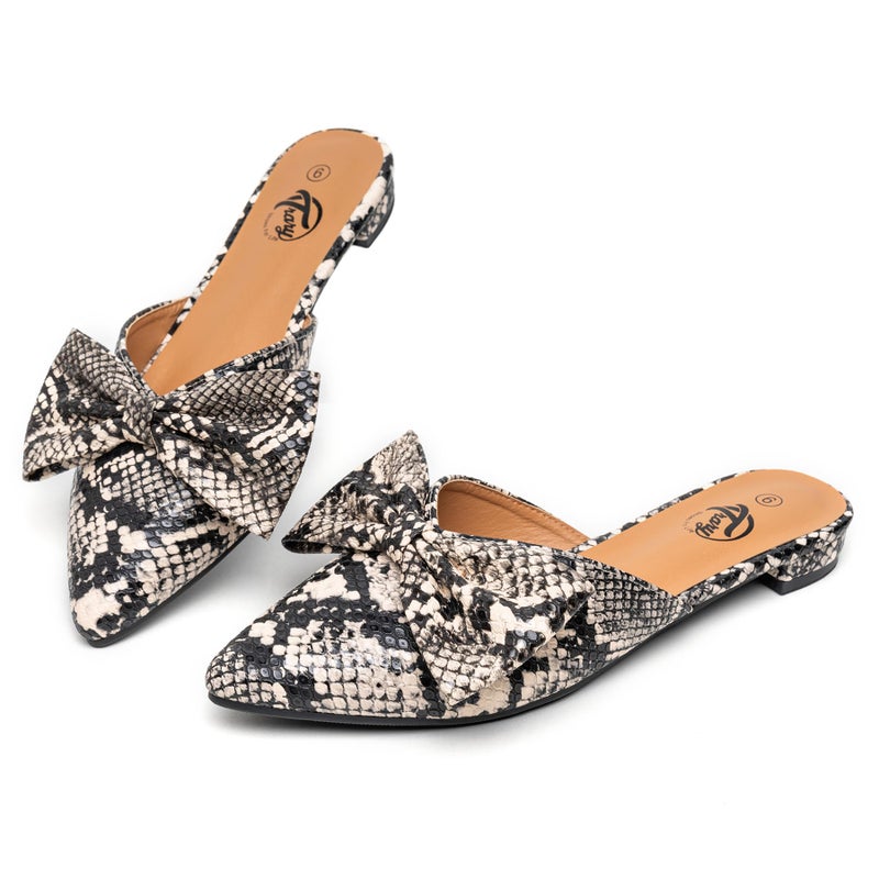 Trary Women's Comfortable Snake Mules - Business Casual Flats for Summer 2023 - Image 1