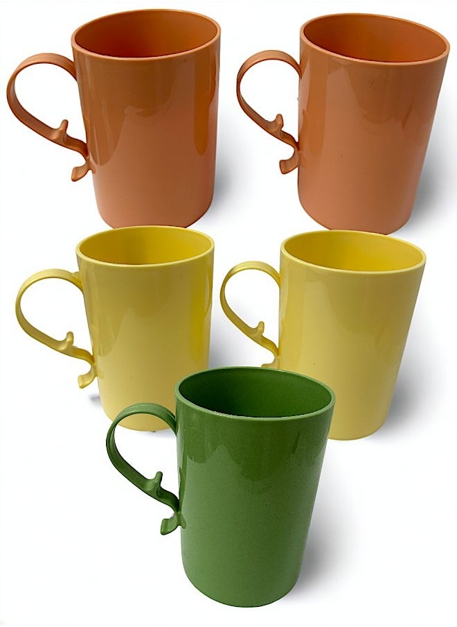 Yolo Set of 5 Plastic Mug 300ml each for tea and coffee