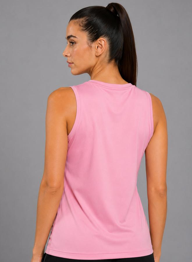 Take Two Pink Solid Sleeveless Activewear Top By Lazzycat - Image 3