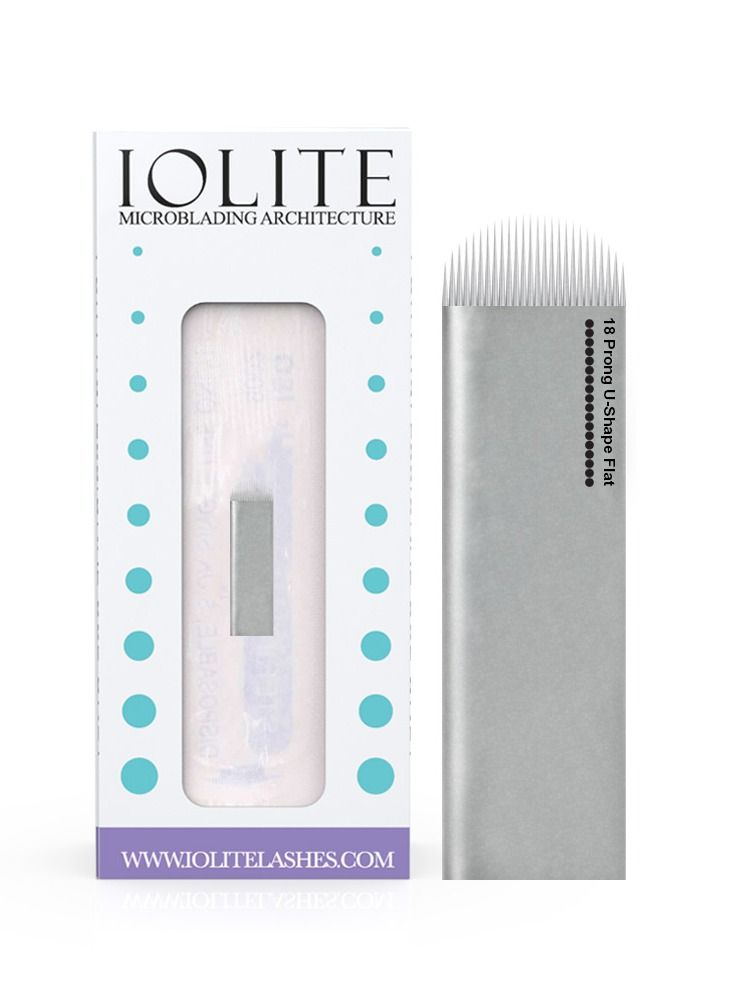 IOLITE Microblading needles 18 Prong U Shape Flat Needle spmu needles size 25mm one time use disposable blade Sterile packaged 12pcs - Image 1