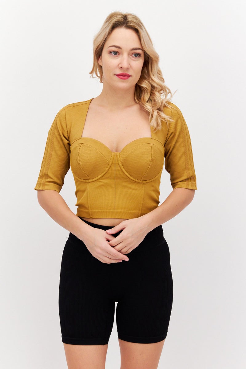 Adidas Adidas x Ivy Park Women Sportswear Fit Training Top, Tan - Image 1
