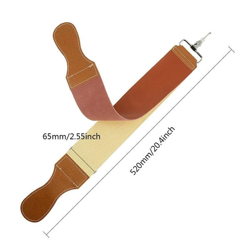 Grandslam Leather Strop for Straight Razor Sharpening and Smooth - Professional Straight Razor Knife Cowhide and Canvas Dual Strop Brown - Image 5