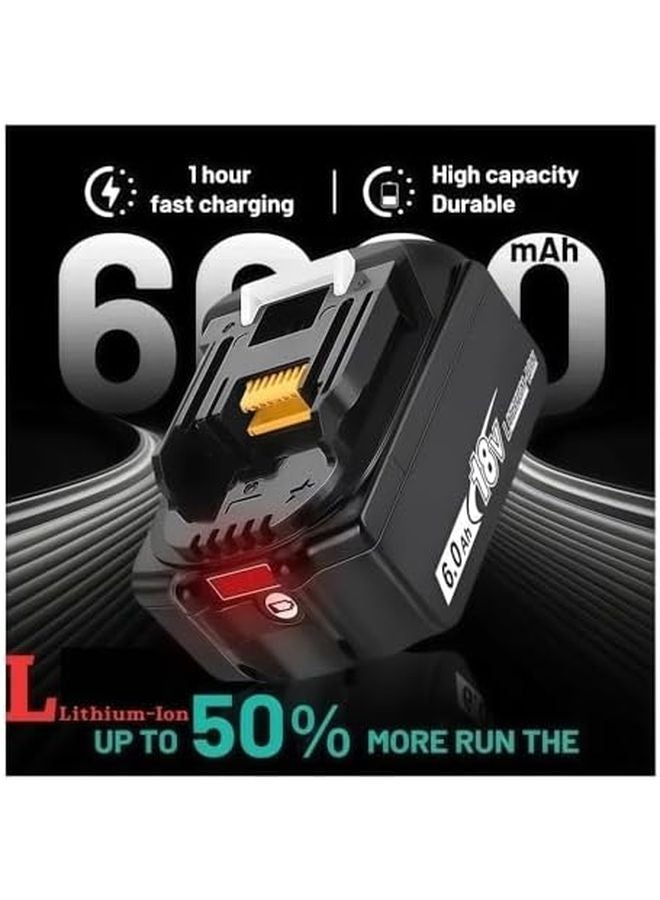 18V 6 0Ah High Capacity Rechargeable Battery With 3A Fast Charger Compatible With BL1830 BL1830B BL1840 BL1840B BL1850 BL1850B Power Tools - Image 5