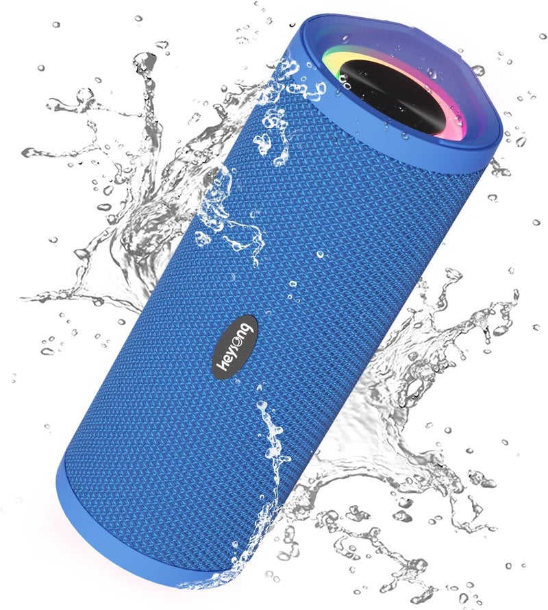 HEYSONG Portable Bluetooth Speaker, Waterproof Wireless Outdoor Speakers with LED Light, Enhanced Bass, IPX7 Floating, 40H Play, TF Card, True Wireless Stereo for Party, Shower, Gifts for Men - Blue - Image 1