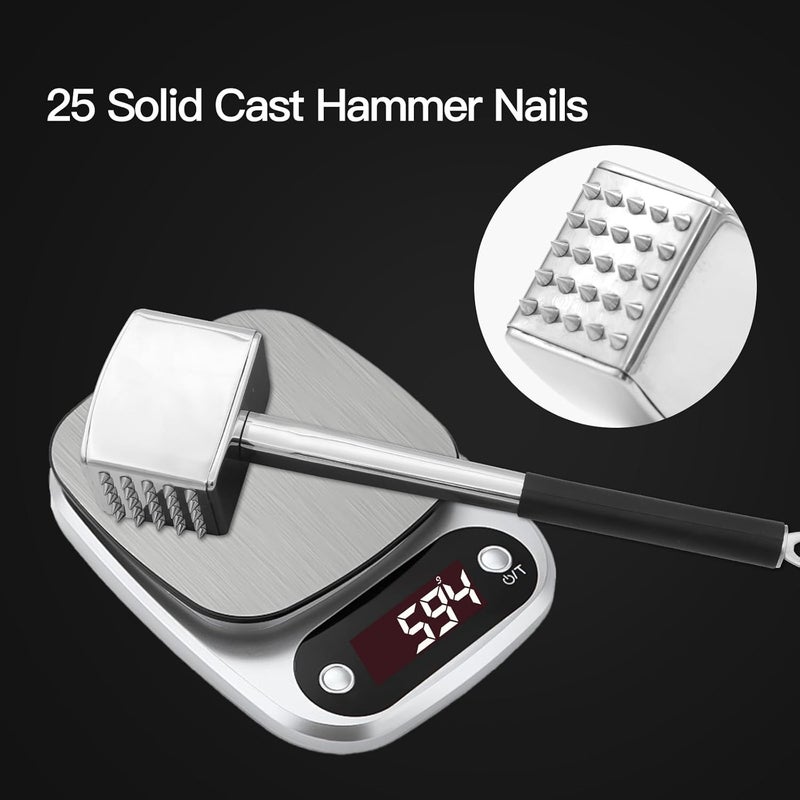 MAX COOK Meat Tenderizer, 304 Stainless Steel Meat Hammer, Heavy Duty Kitchen Meat Mallet,Four-sided Meat Tenderizer Tool, Meat Pounder for Tenderizing Steak, Beef, Chicken, Nut (1.31lb) - Image 4