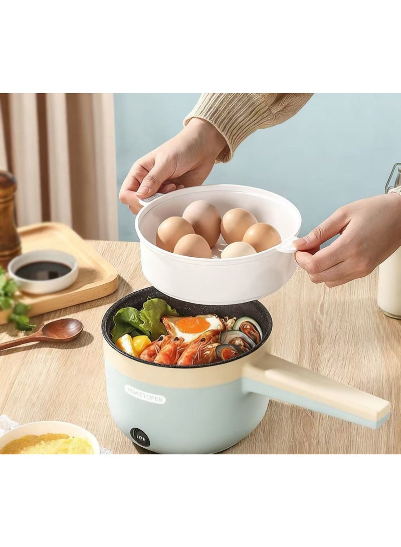 طباخ كهربائي صغير مع قدر بخار وحماية من الحرارة الزائدة، مثالي لليخنات والحساء والأواني الساخنة والمعكرونة لشخص واحد، وعاء ساخن كهربائي سعة 1.8 لتر، مناسب للمساكن - Image 3