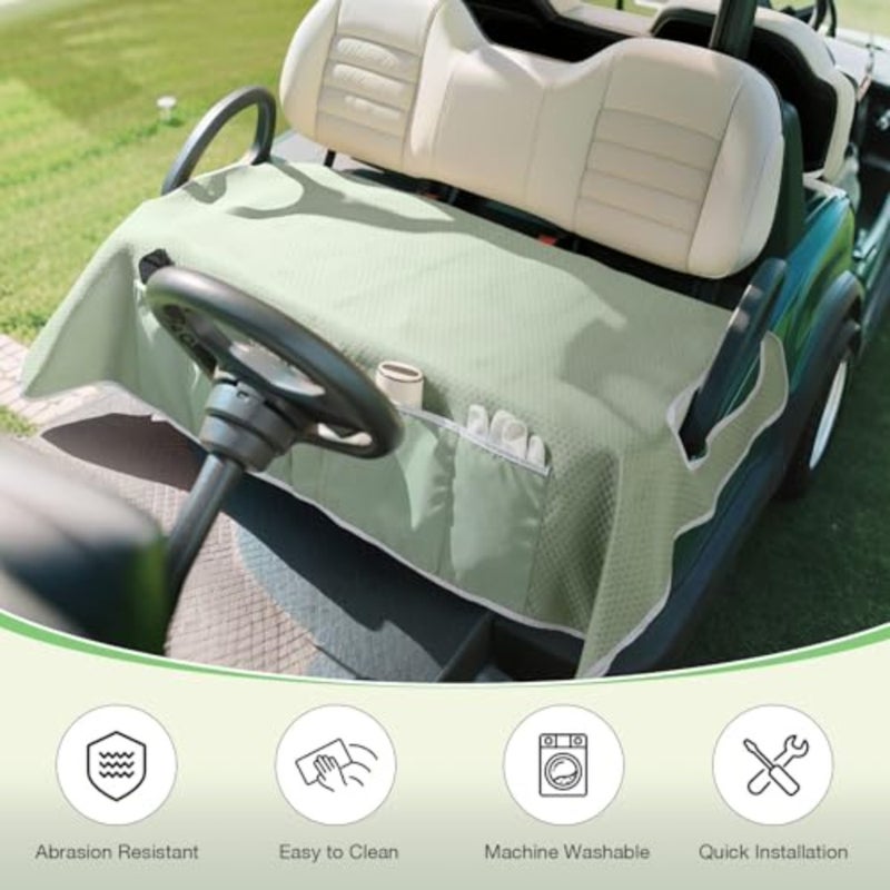 Golf Cart Seat Covers, Universal Golf Cart Seat Towel Blanket for EZGO, Yamaha, Club Car and More 2-Seat Carts with 4 Front Pockets, Universal Golf Accessories, Non-Slip Easy to Clean - Image 5