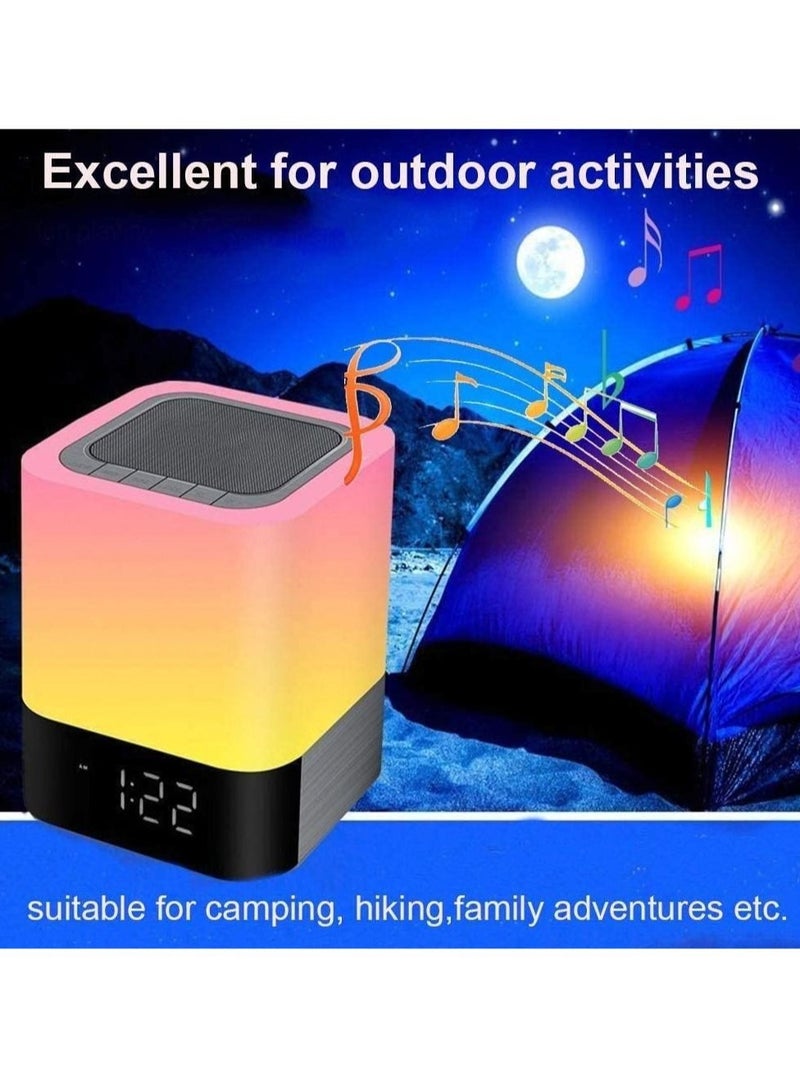 Captaintech Night Lights Bluetooth Speaker, Alarm Clock Bluetooth Speaker Touch Sensor Bedside Lamp Dimmable Multi-Color Changing Bedside Lamp, MP3 Player, Wireless Speaker with Lights - Image 1