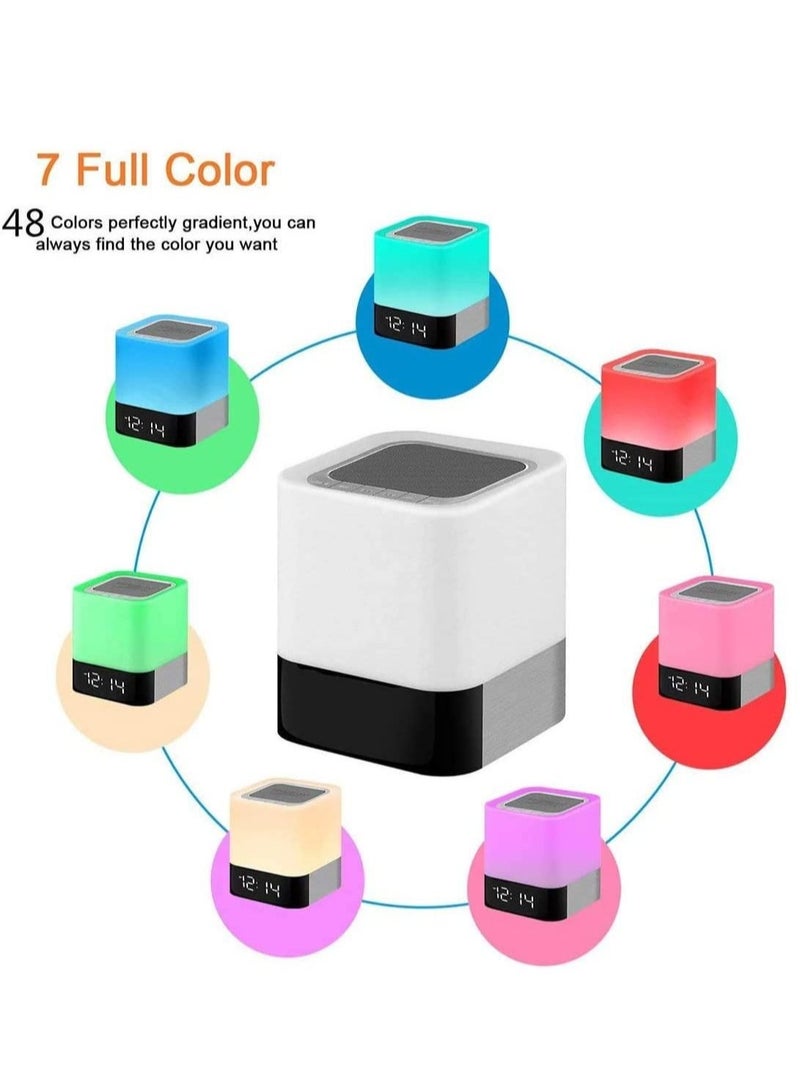 Captaintech Night Lights Bluetooth Speaker, Alarm Clock Bluetooth Speaker Touch Sensor Bedside Lamp Dimmable Multi-Color Changing Bedside Lamp, MP3 Player, Wireless Speaker with Lights - Image 2