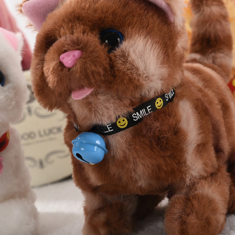 1 Electric Stuffed Cat Simulation Cat Toy Simulation Screaming Doll Can Walk and Rock Tail Electronic Pet Cat(Bell Chip Cat, Self-provided) - Image 5