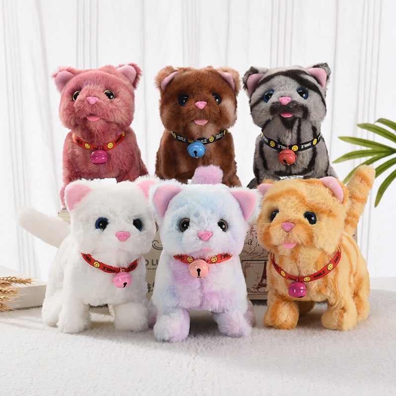 1 Electric Stuffed Cat Simulation Cat Toy Simulation Screaming Doll Can Walk and Rock Tail Electronic Pet Cat(Bell Chip Cat, Self-provided) - Image 4
