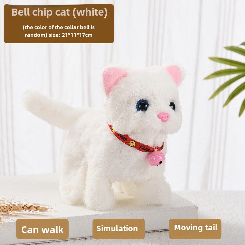 1 Electric Stuffed Cat Simulation Cat Toy Simulation Screaming Doll Can Walk and Rock Tail Electronic Pet Cat(Bell Chip Cat, Self-provided) - Image 1