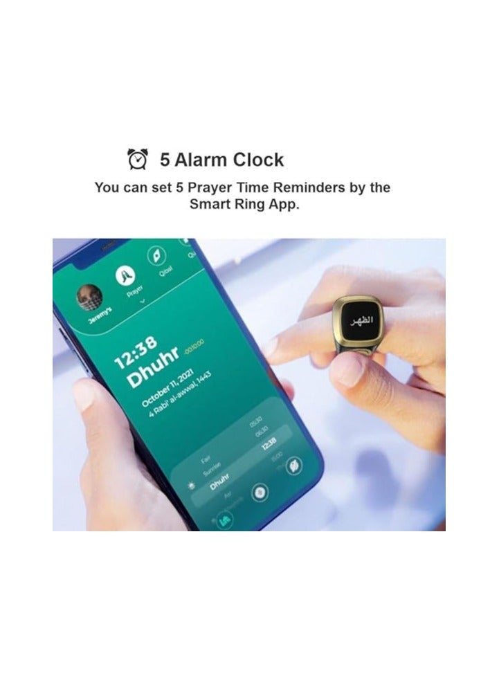 هيتوبين خاتم تسبيح ذكي للتسبيح مع الذكر- تذكير بتوقيت الصلاه - تذكير بالاهتزاز وعداد تسبيح واتصال بلوتوث شاشة OLED مقاومة للماء بدرجة IPX67 حلقة قابلة للتعديل - Image 3