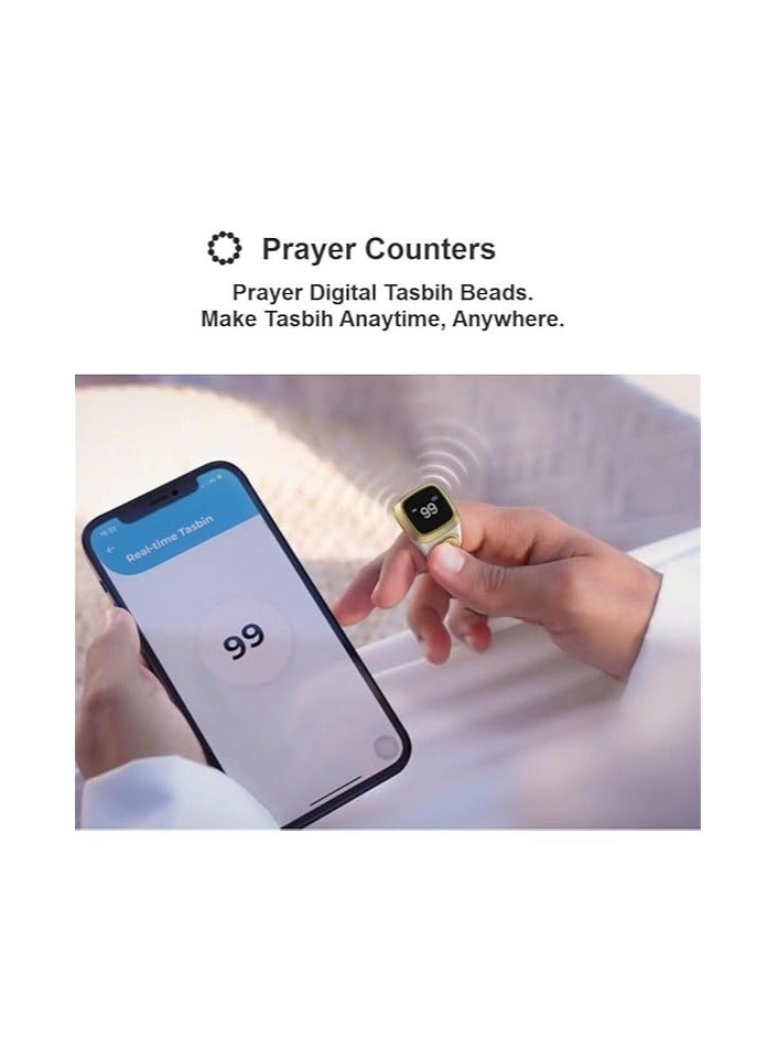هيتوبين خاتم تسبيح ذكي للتسبيح مع الذكر- تذكير بتوقيت الصلاه - تذكير بالاهتزاز وعداد تسبيح واتصال بلوتوث شاشة OLED مقاومة للماء بدرجة IPX67 حلقة قابلة للتعديل - Image 2