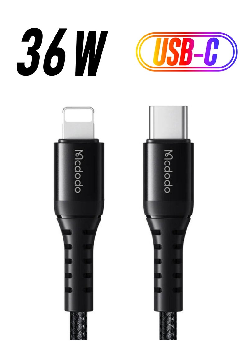 Mcdodo - CA-5630 USB-C to Lightning Cable, 36W, 0.2m (Black) - Image 1