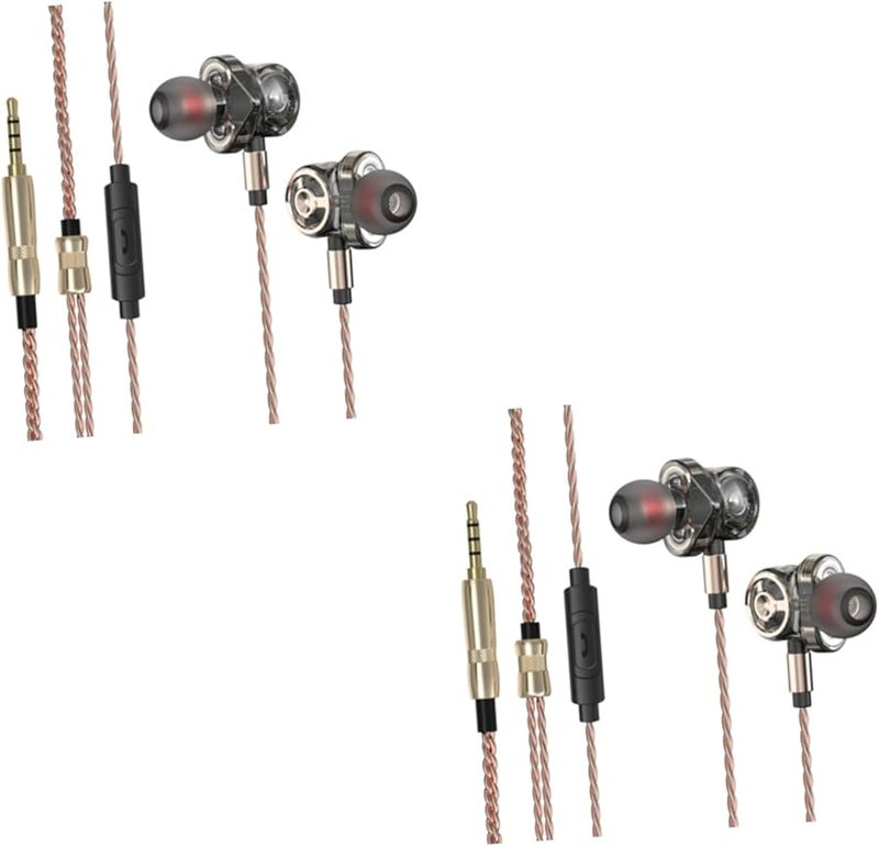 Jojofuny 2pcs Black Wired Metal Earphones with Mic Deep Bass Sound for Sports Movies Music - Image 1