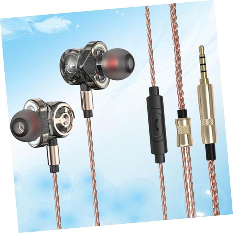 Jojofuny 2pcs Black Wired Metal Earphones with Mic Deep Bass Sound for Sports Movies Music - Image 3