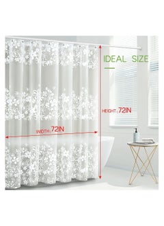 Excefore Shower Curtain Liner 72 Inch Waterproof PEVA Shower Curtain Liners with Metal Grommets and 12 Plastic Hooks Thick Bathroom Plastic Shower Curtain Liner Thickened White Flower Vine Shower Curtain  - Image 3