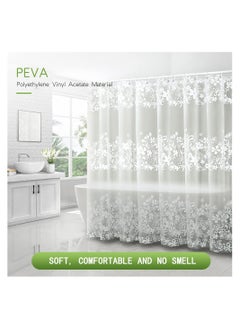 Excefore Shower Curtain Liner 72 Inch Waterproof PEVA Shower Curtain Liners with Metal Grommets and 12 Plastic Hooks Thick Bathroom Plastic Shower Curtain Liner Thickened White Flower Vine Shower Curtain  - Image 2