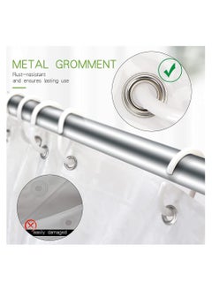 Excefore Shower Curtain Liner 72 Inch Waterproof PEVA Shower Curtain Liners with Metal Grommets and 12 Plastic Hooks Thick Bathroom Plastic Shower Curtain Liner Thickened White Flower Vine Shower Curtain  - Image 4