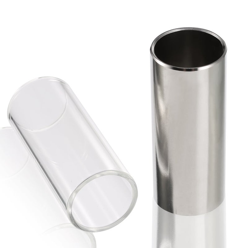 Pangda 2 Pieces Glass Slide and Stainless Steel Slide in Box for Guitar, Bass, Medium (6 cm) - Image 4