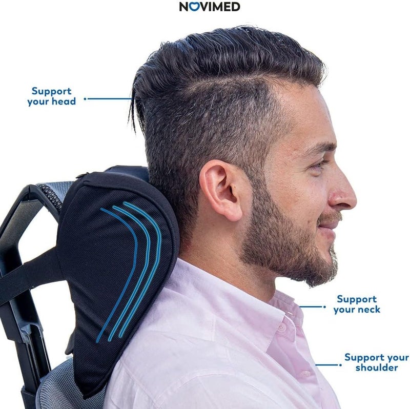 NOVIMED Car Neck Pillow - Headrest for Office and Gaming Chair - Soft Memory Foam Orthopedic Cushion - Chair Attachment for Neck Support - Ideal Head Neck Rest Pillow for Home Office and Driving - Image 4