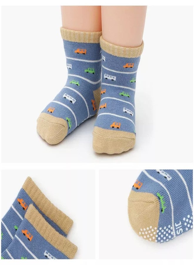 FIMALIA Organic Cotton Anti-Skid Socks Non Slip Kids Toddler Socks with Grip | (Pack of 4,6 &12 Pair) (Color & Print May Vary) (0 to 5 years size) (IN, Age, 3 Years, 5 Years, 4 Pair (Multicolor)) - Image 5