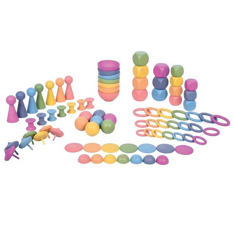 TickiT Rainbow Wooden Super Set Set of 84 12 Different Shapes in 7 Colors Loose Parts Play Set for Babies and Toddlers 10m Inspire Curiosity and OpenEnded Play - Image 2
