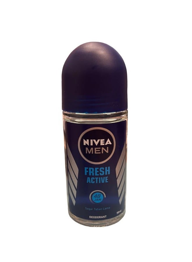 Nivea نيفيا للرجال مزيل العرق رول أون فريش أكتيف 48 ساعة 50 مل (1.7 أونصة سائلة) - (عبوة من 2) - Image 1