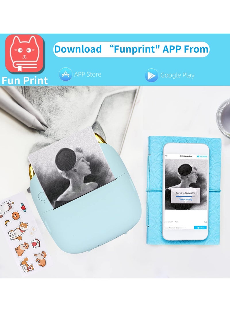 Mini Printer with 1 Roll 7 RGB Light Thermal Printer Barcode Label Maker Small Wireless Pocket Printer for iOS and Android Suitable for Printing Photo Notes Memo