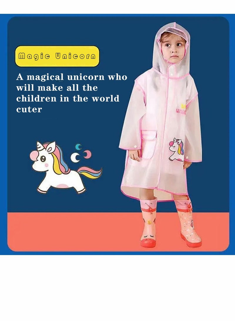 NIBEMINENT Raincoat Poncho Clear EVA Kids Rain Coats, Portable Hooded Jacket Coat, Quicksand Hood Lightweight Outwear for Girls Toddlers Children  - Image 2