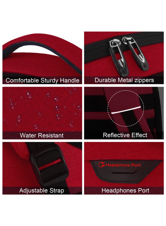 Volher Laptop Backpack,Business Travel Anti Theft Slim Durable Laptops Backpack with USB Charging Port,Water Resistant College Computer Bag for Women & Men Fits 15.6 Inch Laptop and Notebook-Red - Image 3