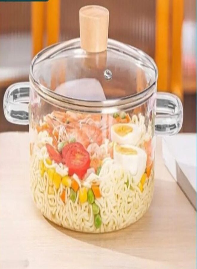 DLC 1.8mL Glass Cooking Pot with Lid,Glass Saucepan,Heat- Resistant Cookware Glass Set Clear Stovetop Pot Multifunctional kitchen cooking pot for Pasta Noodle Soup Milk Baby Food making - Image 2