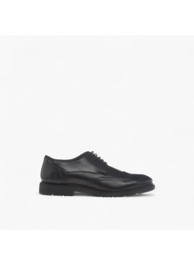 DUCHINI Men's Textured Derby Shoes with Lace-Up Closure