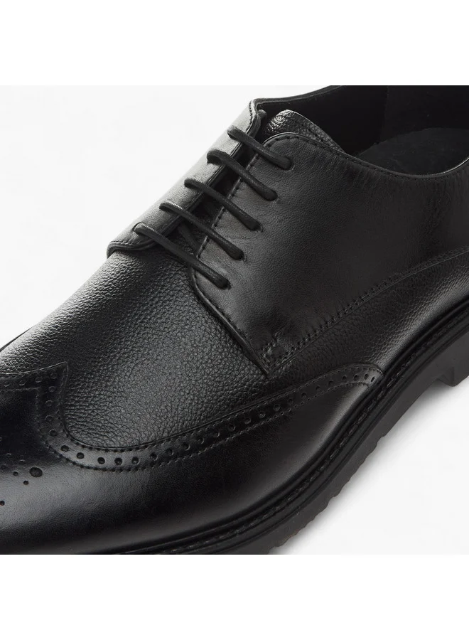DUCHINI Men's Textured Derby Shoes with Lace-Up Closure