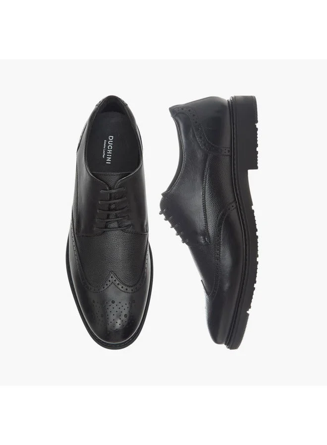 DUCHINI Men's Textured Derby Shoes with Lace-Up Closure