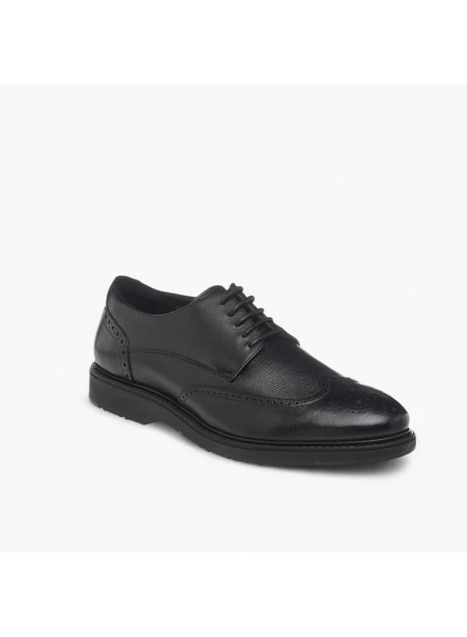 DUCHINI Men's Textured Derby Shoes with Lace-Up Closure