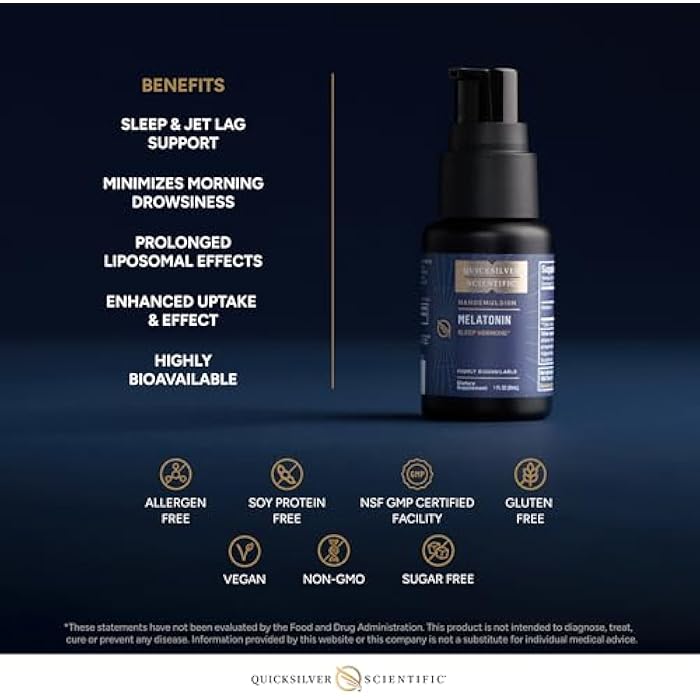 Quicksilver Scientific Liposomal Melatonin - Bedtime, Jet Lag & Immune Support Liquid for Adults - Efficient, Superior Absorption 1mg to Minimize Morning Drowsiness (30 ml) - Image 4