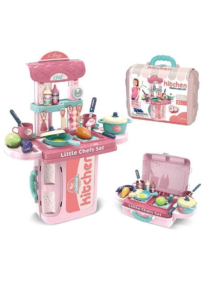 Techhark TechHark Kitchen Set For Girls Toy With Cooking Utensils Combo Items, Little Chef Realistic Miniature Chefs Pretend Play/Role Play Home Game, Multi Color. (971 Kitchen)  - Image 2