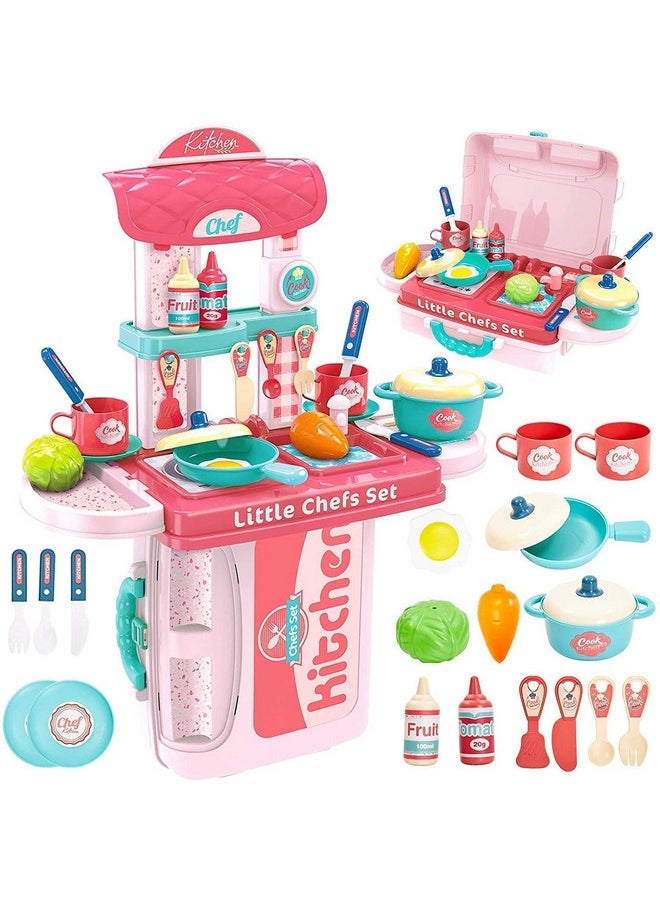 Techhark TechHark Kitchen Set For Girls Toy With Cooking Utensils Combo Items, Little Chef Realistic Miniature Chefs Pretend Play/Role Play Home Game, Multi Color. (971 Kitchen)  - Image 1