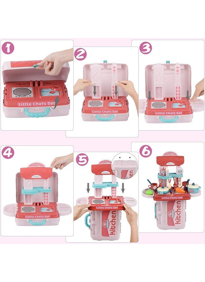 Techhark TechHark Kitchen Set For Girls Toy With Cooking Utensils Combo Items, Little Chef Realistic Miniature Chefs Pretend Play/Role Play Home Game, Multi Color. (971 Kitchen)  - Image 3