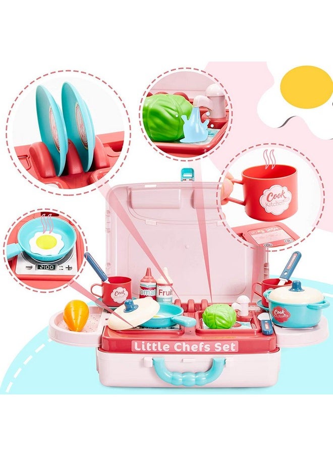Techhark TechHark Kitchen Set For Girls Toy With Cooking Utensils Combo Items, Little Chef Realistic Miniature Chefs Pretend Play/Role Play Home Game, Multi Color. (971 Kitchen)  - Image 4