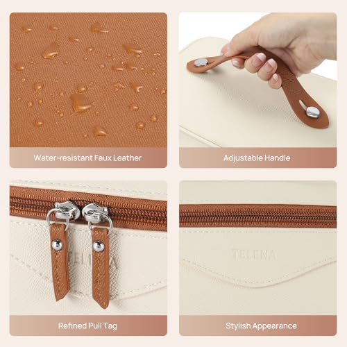Telena Large Makeup Bag, Travel Toiletry Bag for Women, Vegan Leather Makeup Organizer Case Cosmetic Bag for Travel Essentials - Image 5