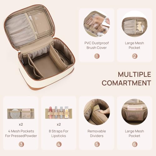 Telena Large Makeup Bag, Travel Toiletry Bag for Women, Vegan Leather Makeup Organizer Case Cosmetic Bag for Travel Essentials - Image 3
