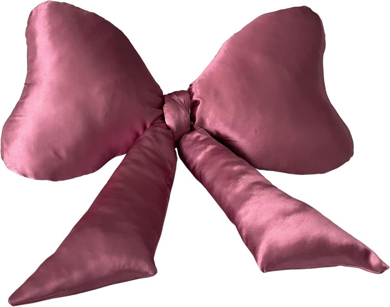 Luxape Bow Pillow - Big Bow Throw Pillow - Bow Shaped Pillow - Silky Satin - Coquette Decor - Bow Room Decor - Pink Bow Pillow - Bow Nursery Decor - Pink Room Decor - Image 1