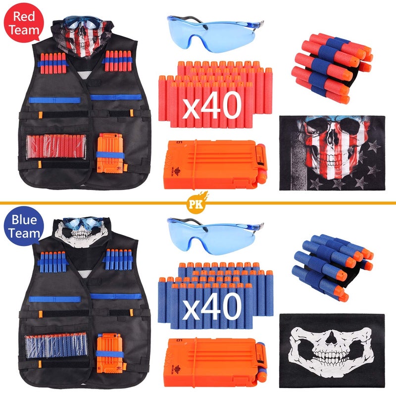 UWANTME Kids Tactical Vest Kit 2 Pack for Nerf Guns Elite Series with Refill Darts Dart Pouch, Reload Clip Tactical Mask Wrist Band,Protective Glasses,Toys for 7 8 9 10 12 Year Old - Image 2