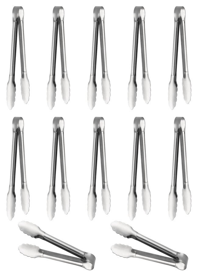 ACAUTO Serving Tongs,Buffet Tongs, ACAUTO Stainless Steel Food Tong Serving Tong Small Serving Tongs Stainless Steel Mini Appetizer Tongs, Set of 6 (5 Inch(12 Pack)) - Image 1