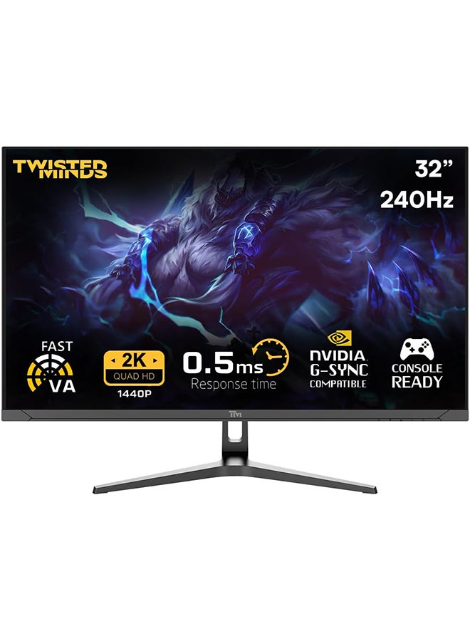 TWISTED MINDS Supreme Series FLAT 32" QHD - 240HZ 0.5MS Fast VA HDMI 2.1 Gaming Monitor Black - Image 1